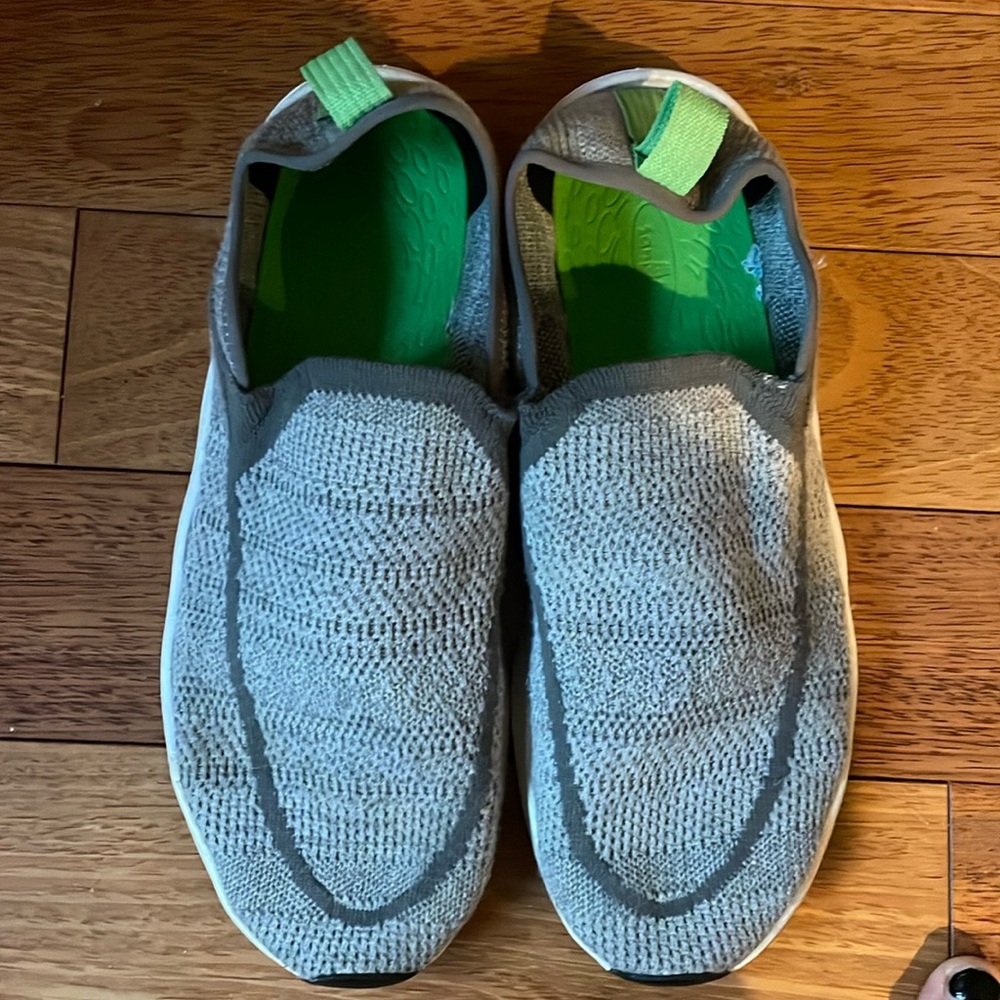 Light Grey Sanuk slip ons.